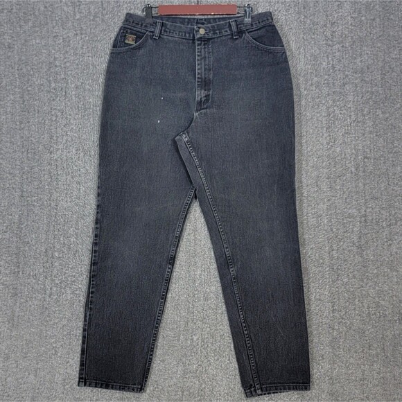 Vintage Wrangler For Women Jeans 18 x 32 Black High Waist Tapered Mom Denim - Picture 1 of 12